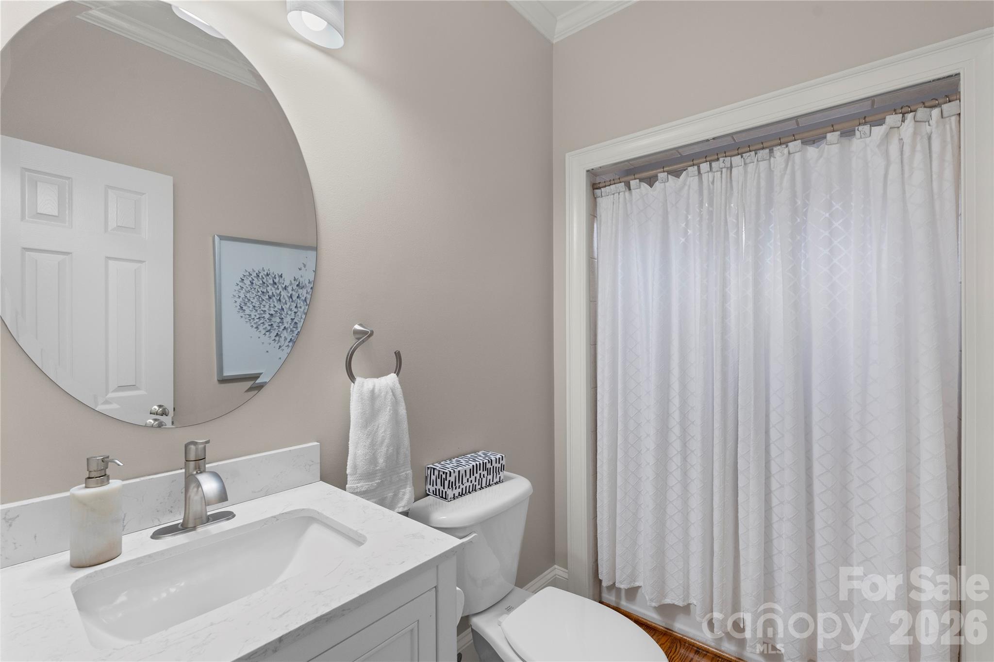 1716 Hickory Ridge Drive Waxhaw, NC 28173 - Photo 34 of 48 a bathroom with a toilet a sink and curtain