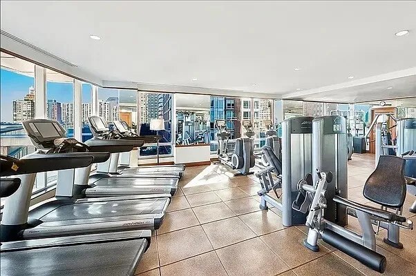 a gym hall with exercise machine