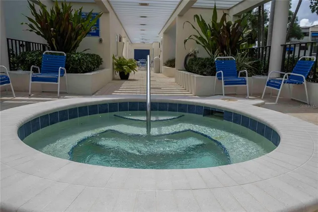 an outdoor space with swimming pool