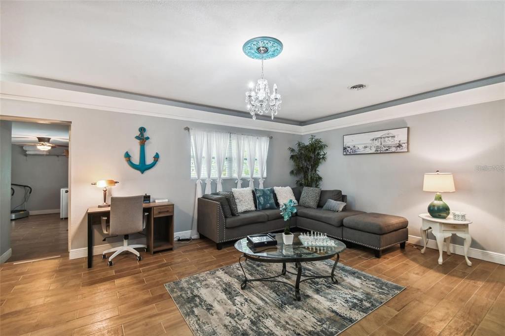3915 North Ridge Avenue Tampa, FL 33603 - Photo 23 of 52 a living room with furniture a rug and a chandelier