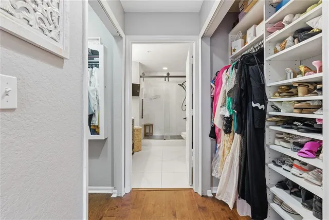 a view of a walk in closet