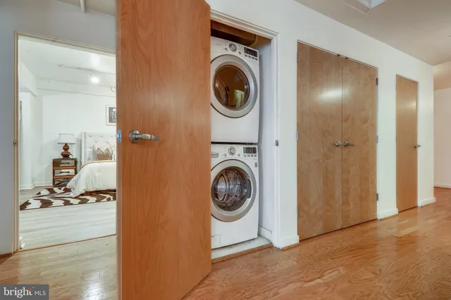 a view of washer and dryer in a utility room