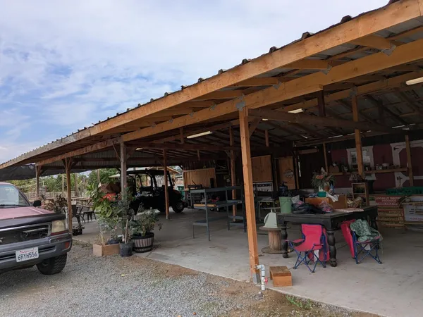 a view of a chairs and table in the patio
