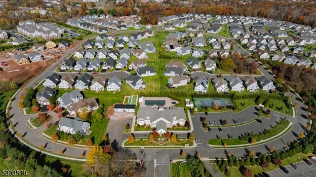 an aerial view of a highlighted house