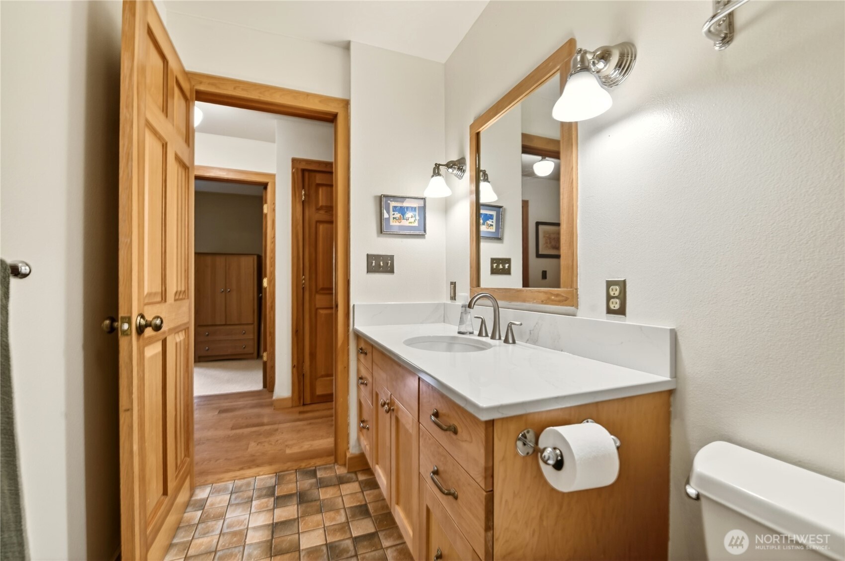 19 2 Rivers Road Mazama, WA 98833 - Photo 20 of 40 a bathroom with a sink and a mirror
