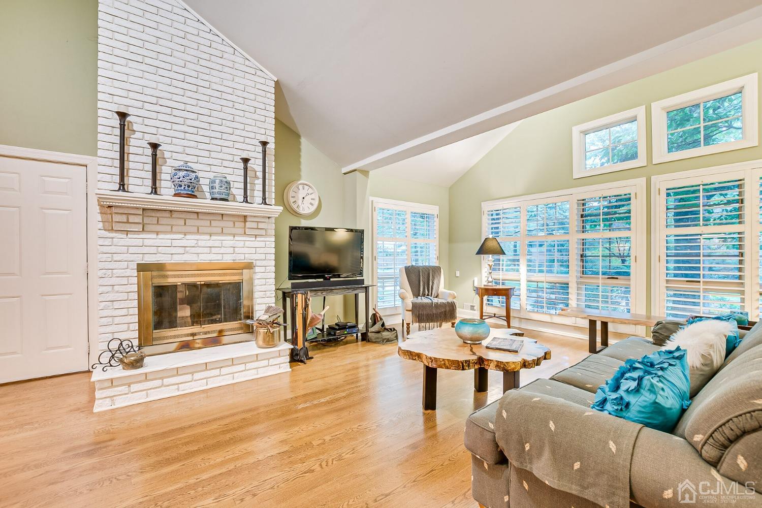 12 Clive Hills Road Edison, NJ 08820 - Photo 21 of 65 a living room with furniture a fireplace and a flat screen tv