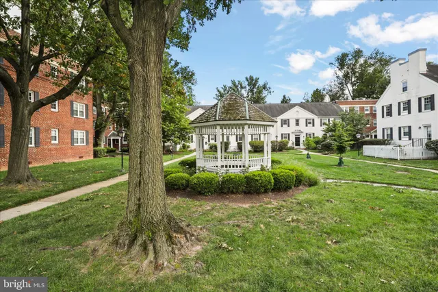 a view of a house with a big yard potted plants and large trees
