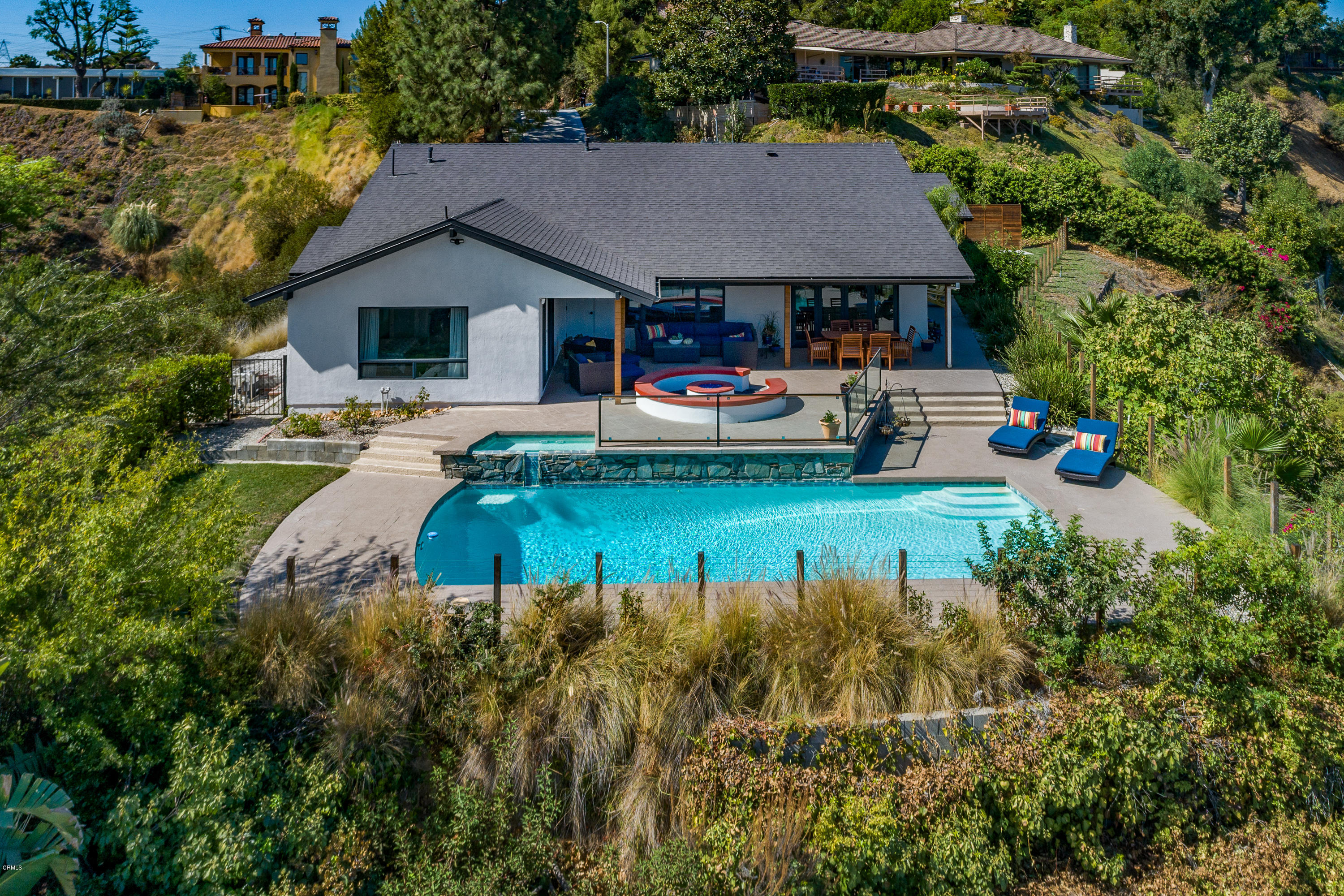 770 Panorama Place Pasadena, CA 91105 - Photo 41 of 47 a aerial view of a house with swimming pool and a yard
