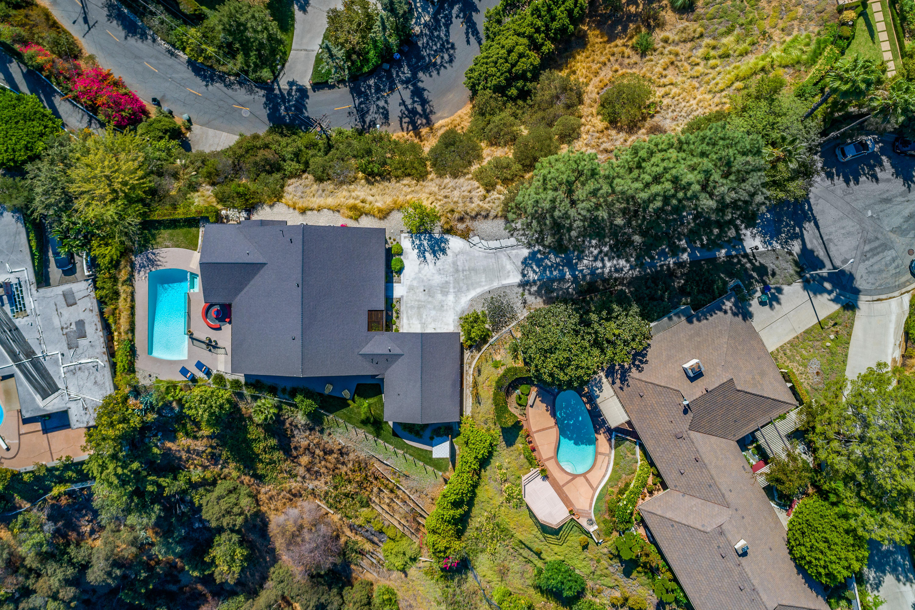 770 Panorama Place Pasadena, CA 91105 - Photo 44 of 47 an aerial view of a house with a yard and a large tree