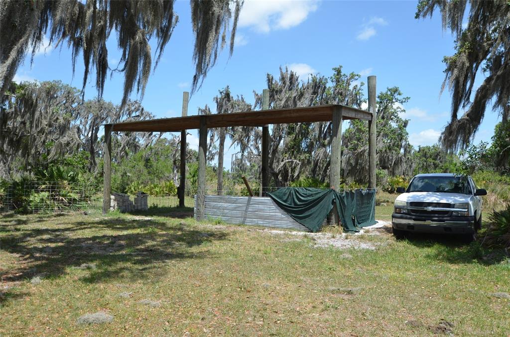 834 Logue Road Myakka City, FL 34251 - Photo 6 of 19 a view of a backyard with a car parked