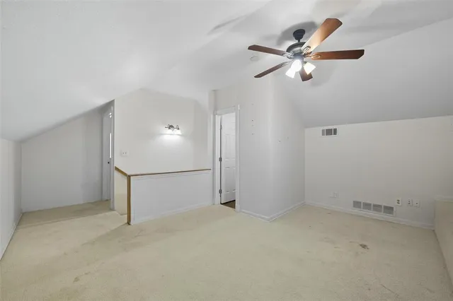 a view of a livingroom with a ceiling fan