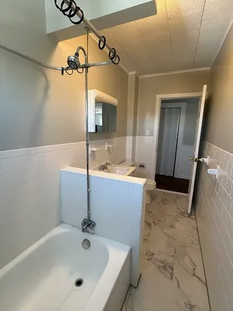 a bathroom with a sink and a shower
