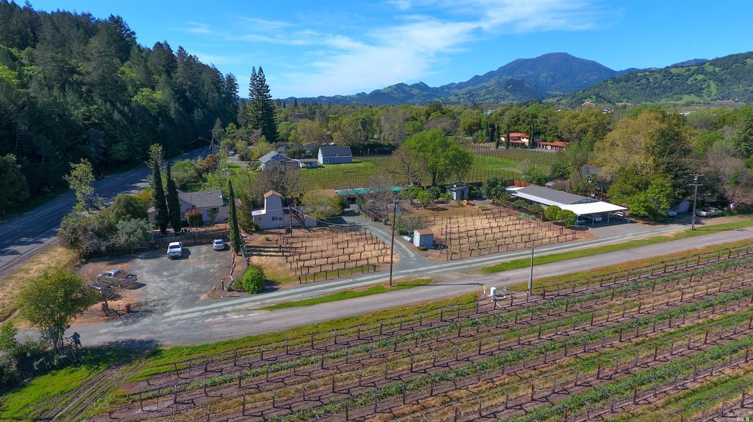 a view of a town with mountain view