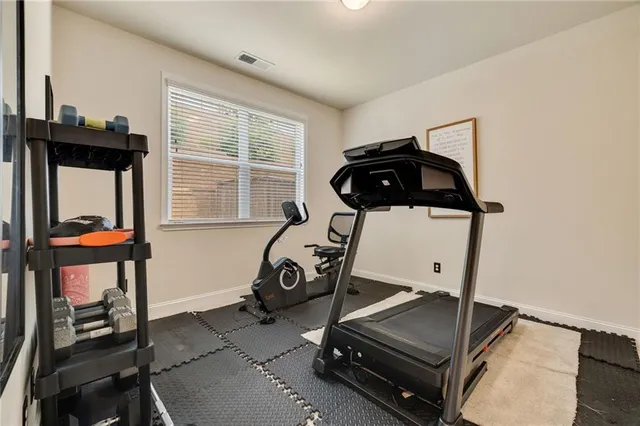 a room with gym equipment