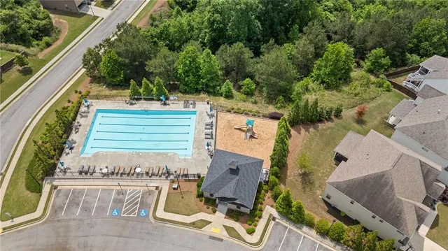 an aerial view of a house