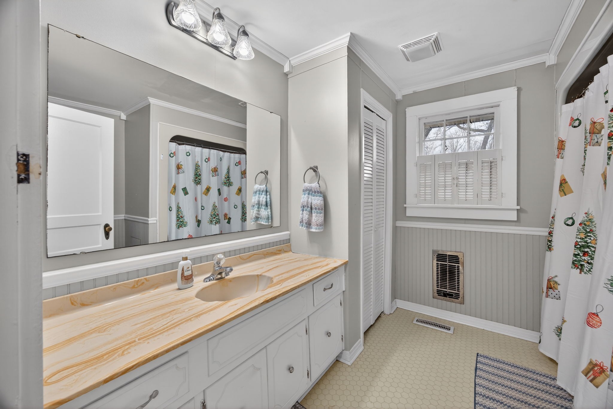 233 Buffalo Valley Road Baxter, TN 38544 - Photo 15 of 34 a bathroom with double vanity sink a two mirror a window and a bathtub