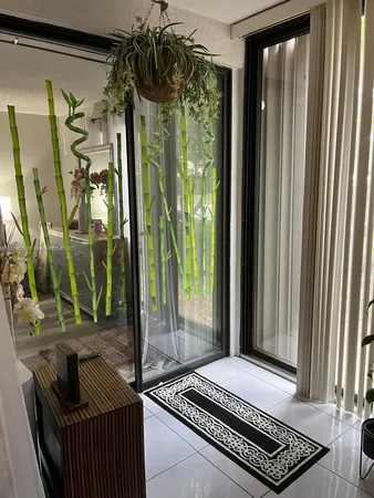 a kitchen with a stove and a microwave