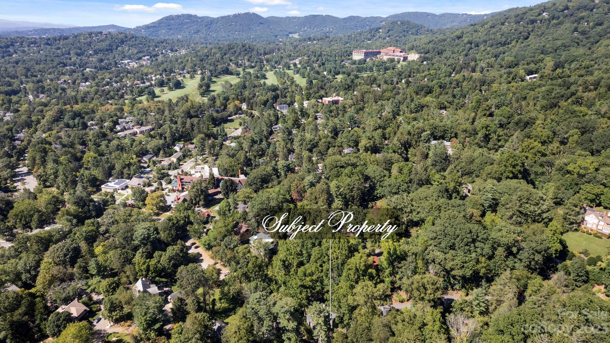 18 Cherokee Road Asheville, NC 28801 - Photo 40 of 45 an aerial view of a houses with a lush green hillside
