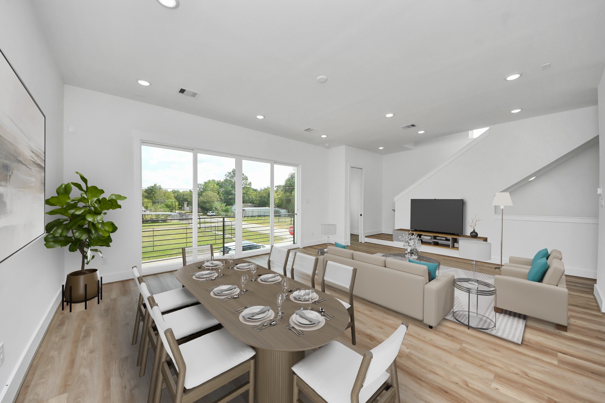 6949 Foster Street Houston, TX 77021 - Photo 19 of 40 a living room with furniture a large window and a flat screen tv