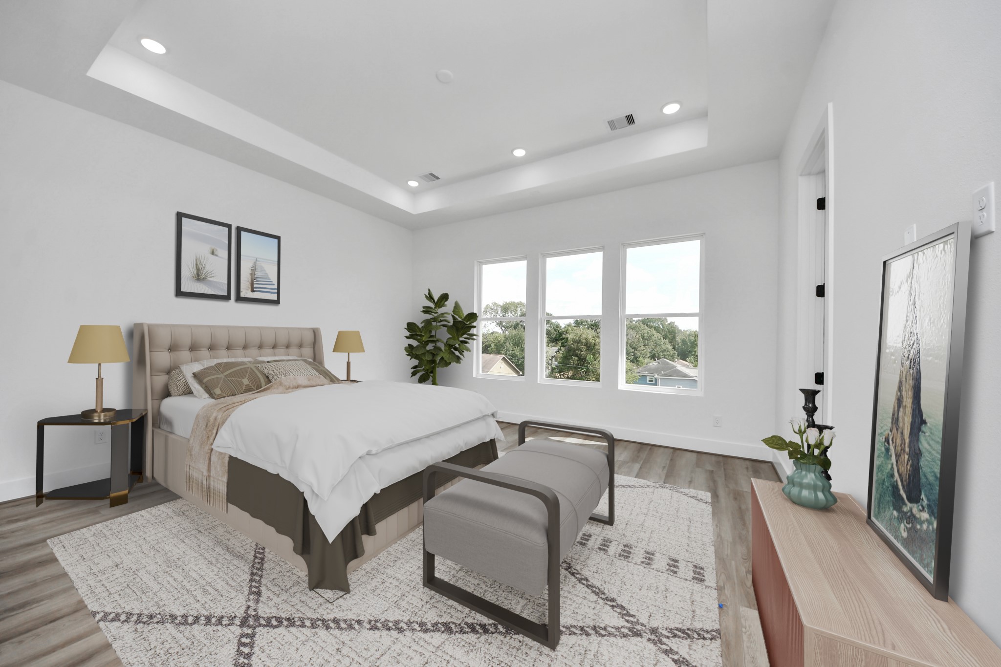 6949 Foster Street Houston, TX 77021 - Photo 23 of 40 a bedroom with a large bed and a couch