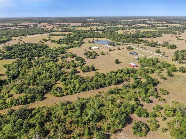 a view of a city with lush green forest