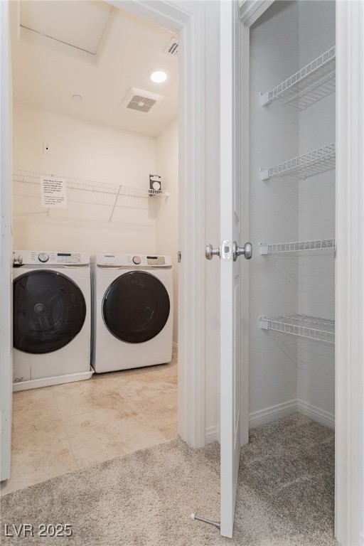 3468 Bradano Lane Henderson, NV 89044 - Photo 20 of 50 Washroom with separate washer and dryer and light carpet