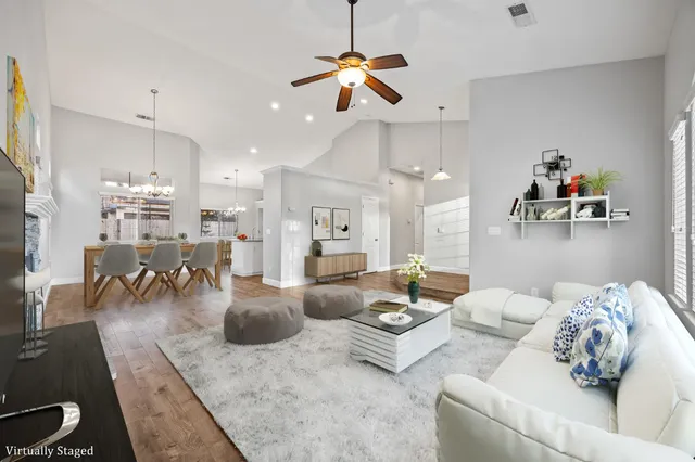 a living room with furniture