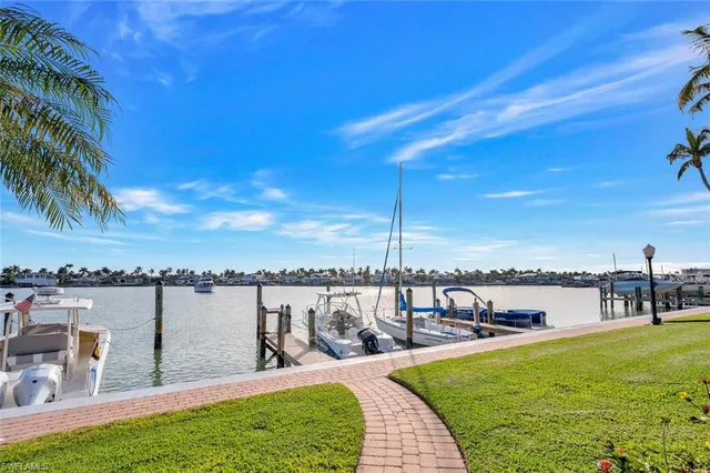 a view of a lake with couches in the patio