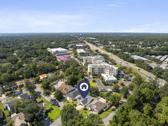 an aerial view of multiple house