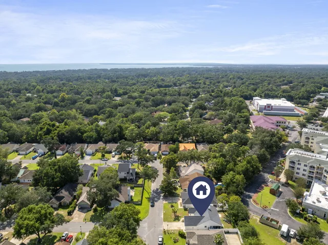 an aerial view of multiple house