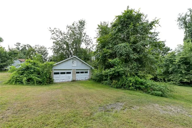 a view of a large garden with large trees