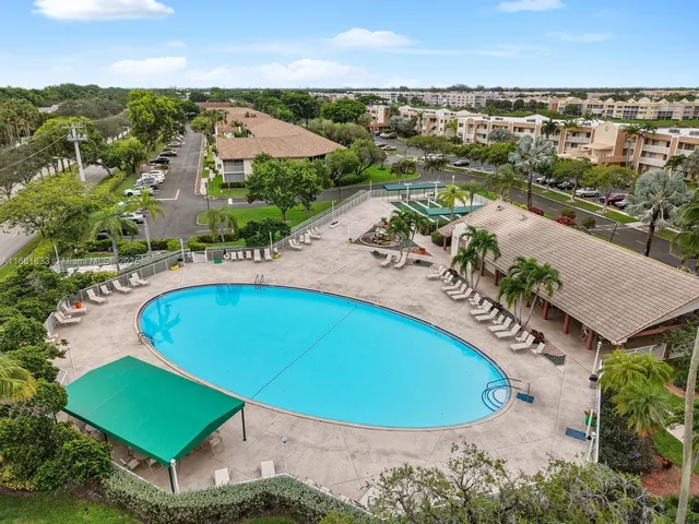 an aerial view of a house with garden