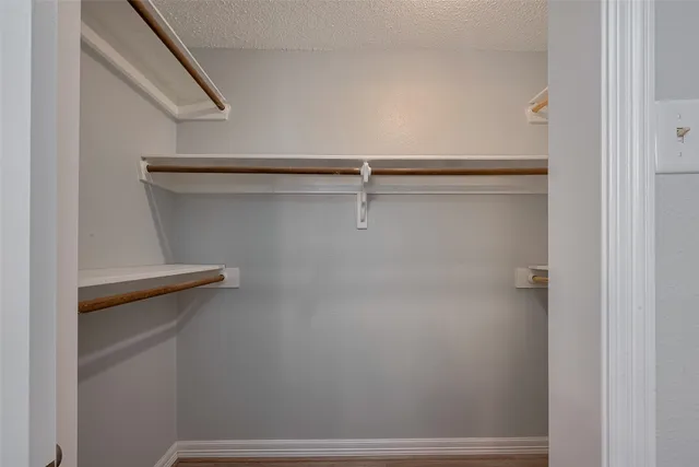a storage room with cabinets
