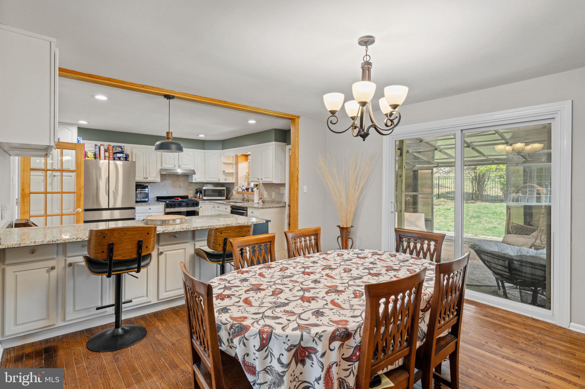 1505 Redwood Lane Wyncote, PA 19095 - Photo 7 of 51 a view of a dining room with furniture a chandelier and wooden floor