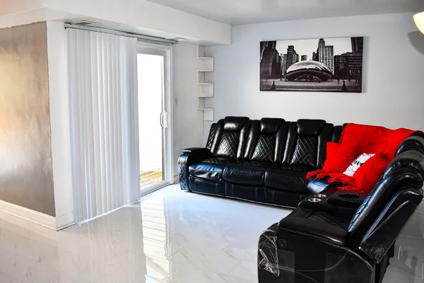 a living room with furniture