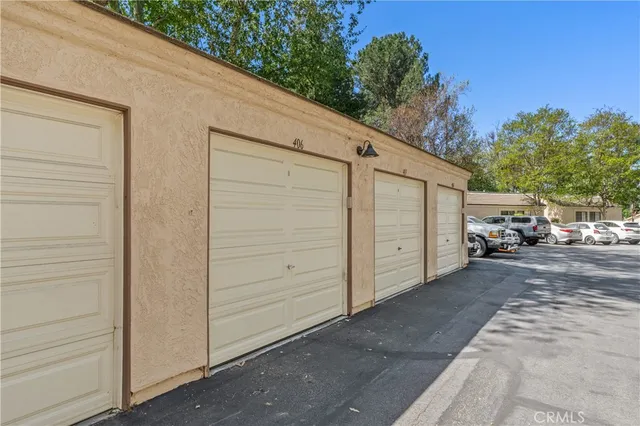 a view of a garage door