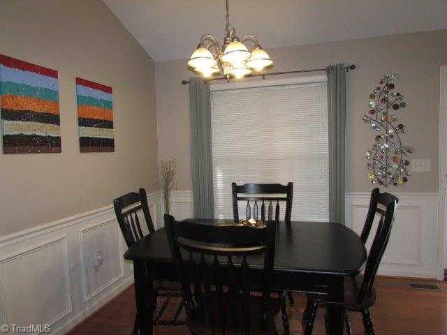 4087 Mill Creek Ridge Road Asheboro, NC 27205 - Photo 3 of 16 Dining Room. Hardwood Floors, Wainscoting, Vaulted Ceiling