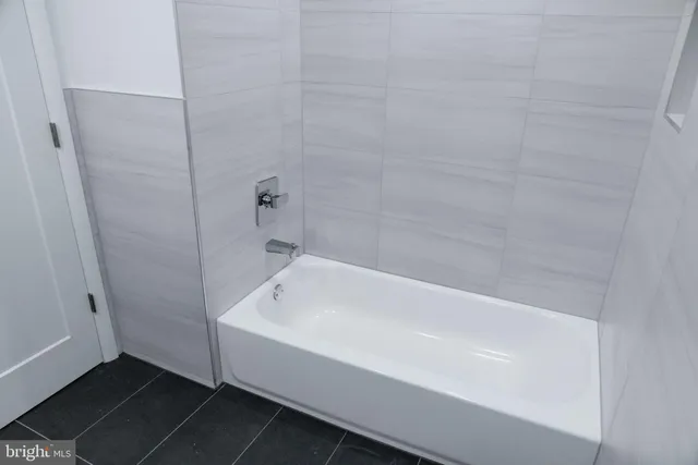 a bathroom with a bathtub