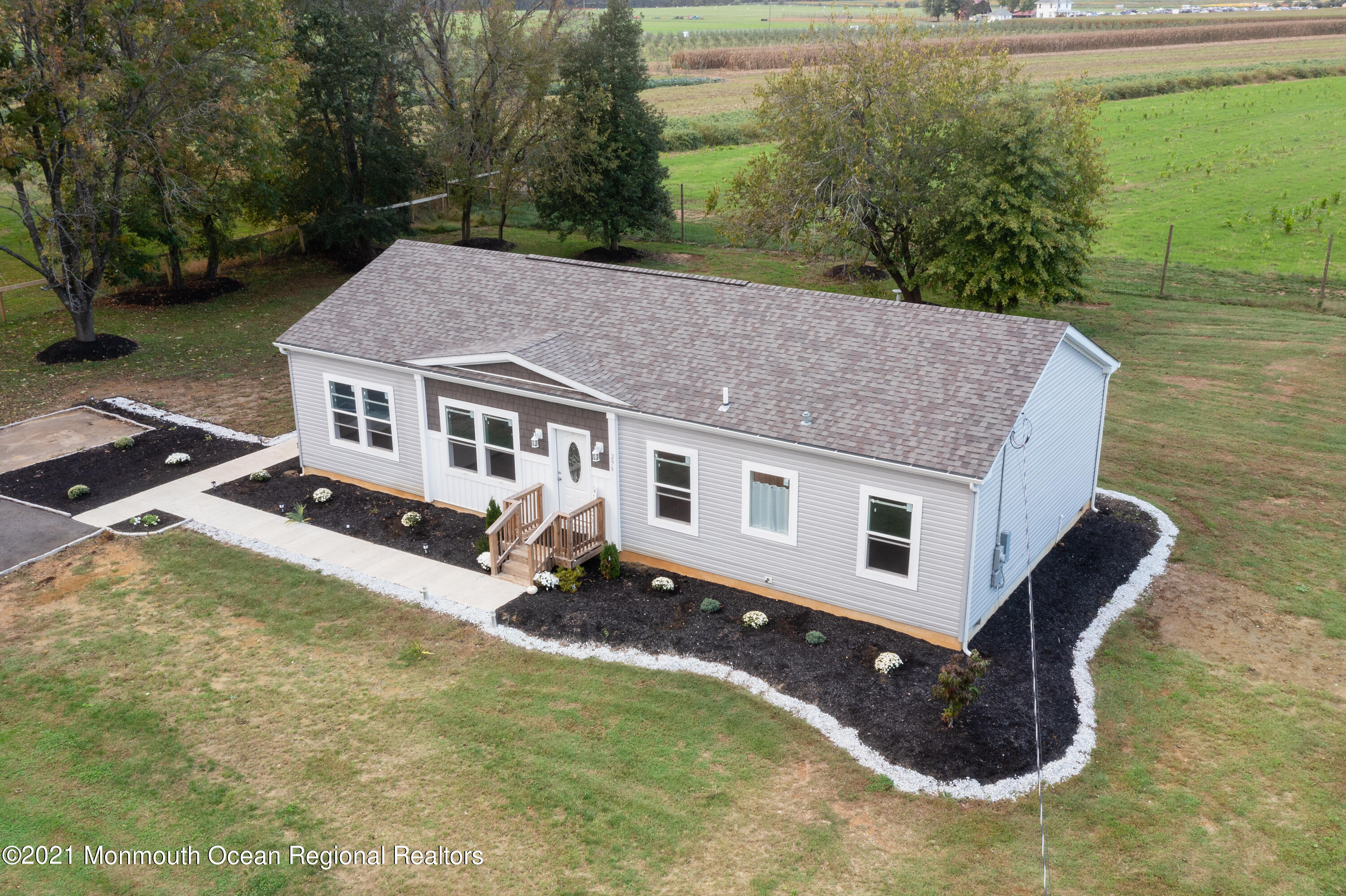 296 Trenton Lakewood Road Cream Ridge, NJ 08514 - Photo 35 of 35 an aerial view of house with yard space and swimming pool