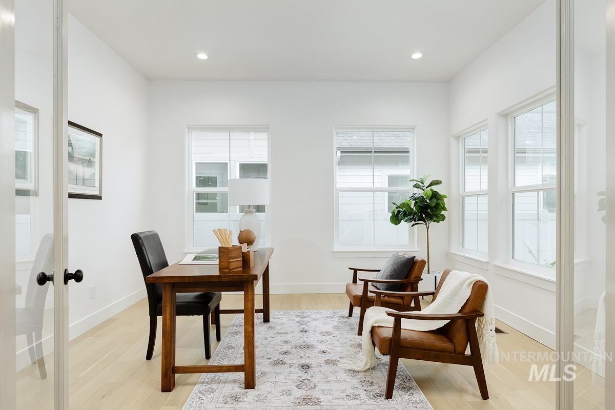 13624 North Ruffed Grouse Way Boise, ID 83714 - Photo 17 of 41 Office with light wood-style floors, plenty of natural light, recessed lighting, and french doors