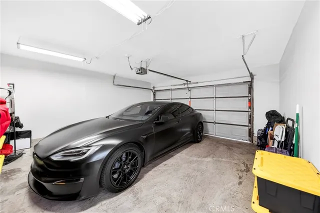 a car parked in a garage
