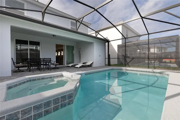 a indoor swimming pool and outdoor space