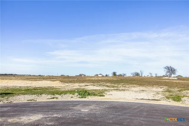 a view of a dry yard with wooden fence