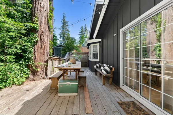 a deck view with a seating space