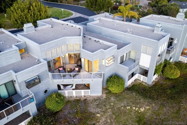 a aerial view of a house with a garden