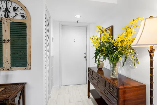 a potted plant sitting in front of a door