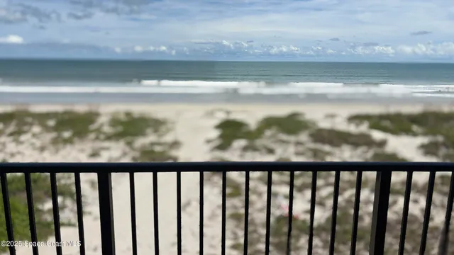 a view of outside from a balcony