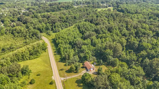 a view of a yard of a building