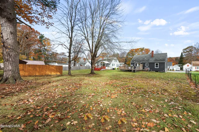 a view of yard with tree in front of it