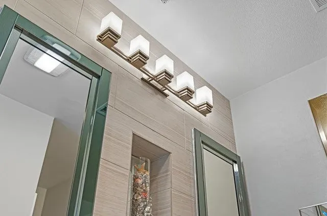 a balcony with lots of green space